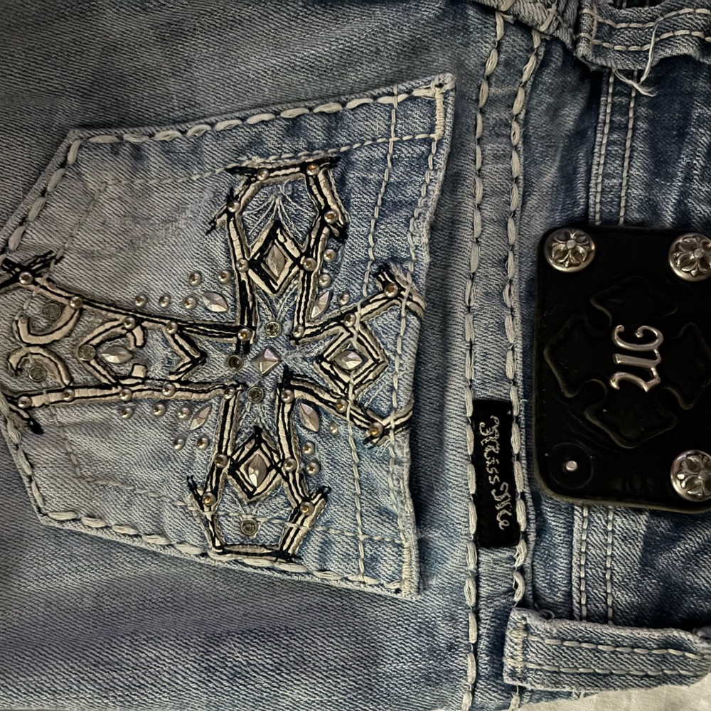 Miss Me Denim Jeans with Intricate Silver Detailing